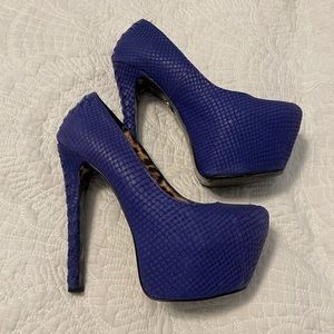 Bright blue platform heels